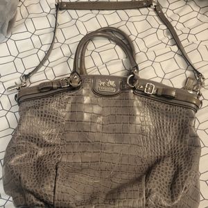 COACH 18622 Madison Lindsey Emb Leather Croc Gray Bag Purse